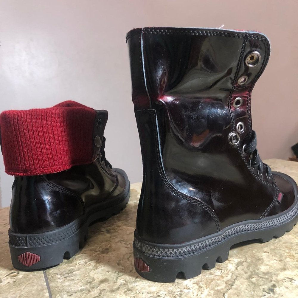 NWB PALLADIUM WOMEN SHOE BAGGY LEATHER KNIT hi top - Picture 4 of 12